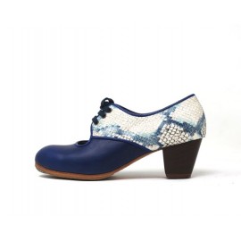 Carmela 36 A+PR Leather Índigo Cubano 5 Visto Atrás Serpiente Blanquiazul