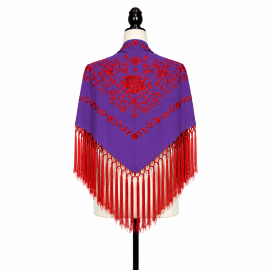 Mantoncillo Jaén - Morado Bordado Rojo