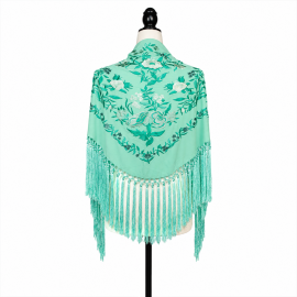 Aguamarina Embroidered Aqua Green Flamenco Shawl