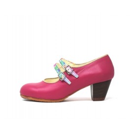 Manuela 36 A+PR Leather Fucsia Cubano 5 Visto Correas Acuarela