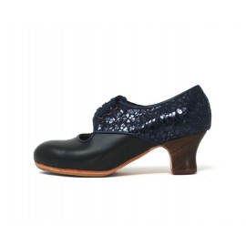 Carmela 36,5 AA Piel Navy Carrete 5 Visto Atrás Animal Print Navy