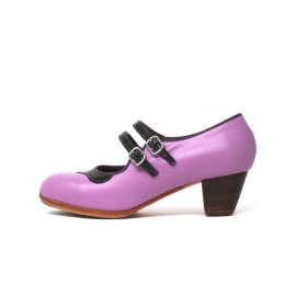Manuela 39 A Leather Lila Cubano 5 Visto Collarín Y Correas Charol Morado
