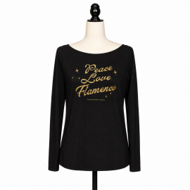 Camiseta Peace Love Flamenco Negra