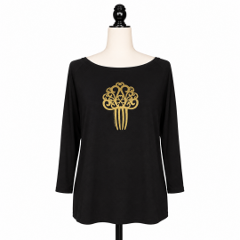Black Flamenco Comb T-Shirt