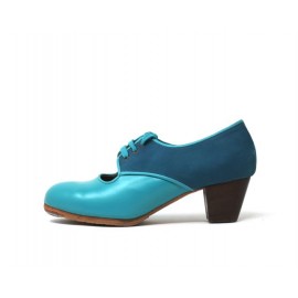 Carmela 37,5 AA+PR Piel Turquesa Cubano 5 Visto Atrás Nobuck Teal