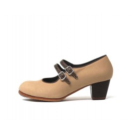 Manuela 35,5 AA+PR Nubuck Beige Cubano 5 Visto Correas Serpiente Marrón