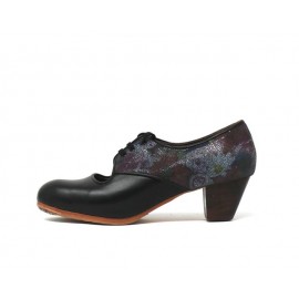 Carmela 40,5 A Leather Negro Cubano 5 Visto Atrás Floral