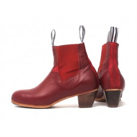 Boto 37 A Leather Granate Cubano 5 Visto Adornos Puntini Rojo