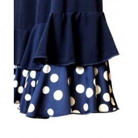 Navy flocked polka dot flamenco skirt