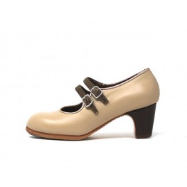 Manuela 36 AA Leather Beige Clásico 5 Visto Correas Fantasía R. Oro Rosa