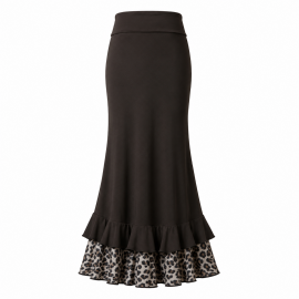 Brown Animal Print Flamenco Skirt