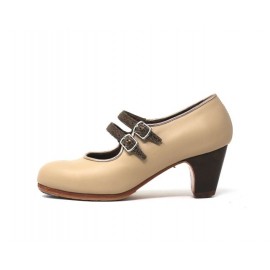 Manuela 36 A Leather Beige Clásico 5 Visto Correas Fantasía R. Oro Rosa