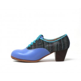 Chapín Mujer 35,5 AA+PR Leather Denim Cubano 5 Visto Atrás Fantasía Urdimbre