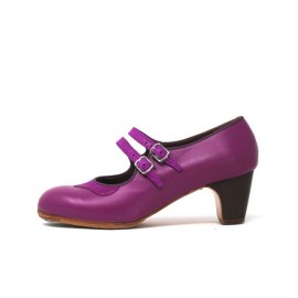 Manuela 39,5 A+PR Piel Magenta Clásico 5 Visto Collarín Y Correas Lagarto Magenta