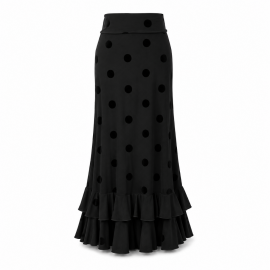 Flocked Two-Ruffle Flamenco Skirt