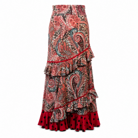 Cachemira Red Decorated Skirt