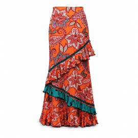 Decorated Orange Mandala Skirt