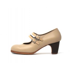 Manuela 36 A+PR Leather Beige Clásico 5 Visto Correas Charol Beige