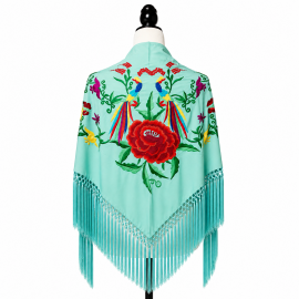 Córdoba Shawl - Aquamarine Multicolor Embroidery