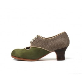 Carmela 36,5 A+PR Nobuck Oliva Carrete 5 Visto Atrás Puntini Beige