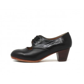 Carmela 36,5 AA+PR Leather Negro Cubano 5 Visto Atrás Reptil Negro