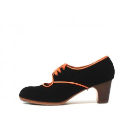 Carmela 39 A Suede Negro Clásico 5 Visto R. Naranja