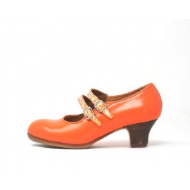 Manuela 36,5 A+PR Leather Naranja Pastel Carrete 5 Visto Correas Serpiente Perlado Naranja