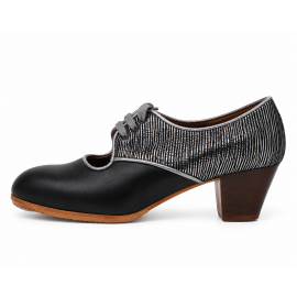 Carmela 36,5 AA+PR Leather Negro Cubano 5 Visto Atrás Fantasía Plateá