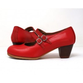 Manuela 38 A+PR Leather Cereza Cubano 5 Visto Correas Puntini Rojo