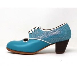 Carmela 38 AA+PR Leather Turquesa Cubano 5 Visto Atrás Iguana Azul R. Blanco Roto