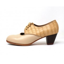 Carmela 40,5 AA+PR Piel Beige Cubano 5 Visto Atrás Reptil Beige