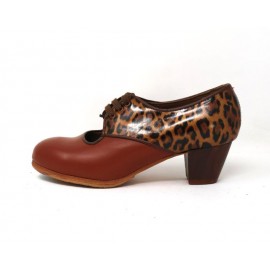 Carmela 37 AA Leather Marrón Cubano 5 Visto Atrás Charol Leopardo
