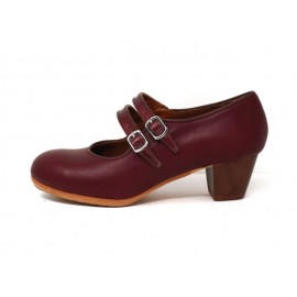 Manuela 37,5 AA+PR Leather Burdeos Cubano 5 Visto Correas Charol Rioja