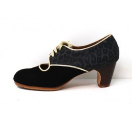 Carmela 39,5 A+PR Ante Negro Clásico 5 Visto Atrás Leopardo Gris R. Oro