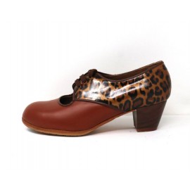 Carmela 37 AA+PR Piel Marrón Cubano 5 Visto Atrás Charol Leopardo