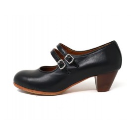 Manuela 40 AA+PR Piel Negro Cubano 5 Visto Correas Charol Negro