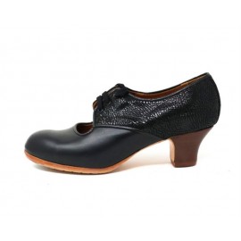 Carmela 39 AA Leather Negro Carrete 5 Visto Atrás Fantasía Vidriera
