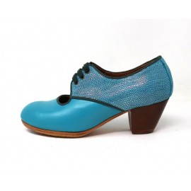 Carmela 34,5 A+PR Leather Turquesa Cubano 5 Visto Atrás Iguana Azul