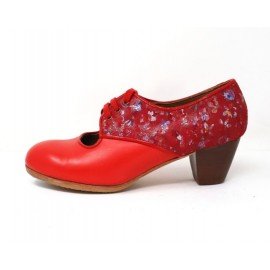 Carmela 37 A+PR Leather Escarlata Cubano 5 Visto Atrás Fantasía Florecitas