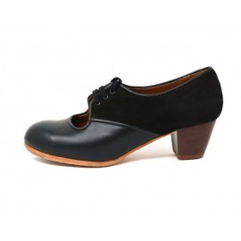 Carmela 37,5 AA+PR Piel Negro Cubano 5 Visto Atrás Ante Negro (Filis Beige)