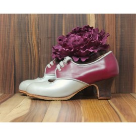 Carmela 35 AA+PR Pearlized Leather Plateado Carrete 5 Visto Atrás Leather Berenjena