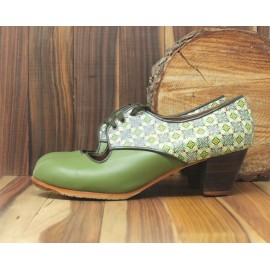 Carmela 42 A+PR Leather Oliva Cubano 5 Visto Atrás Vintage Print